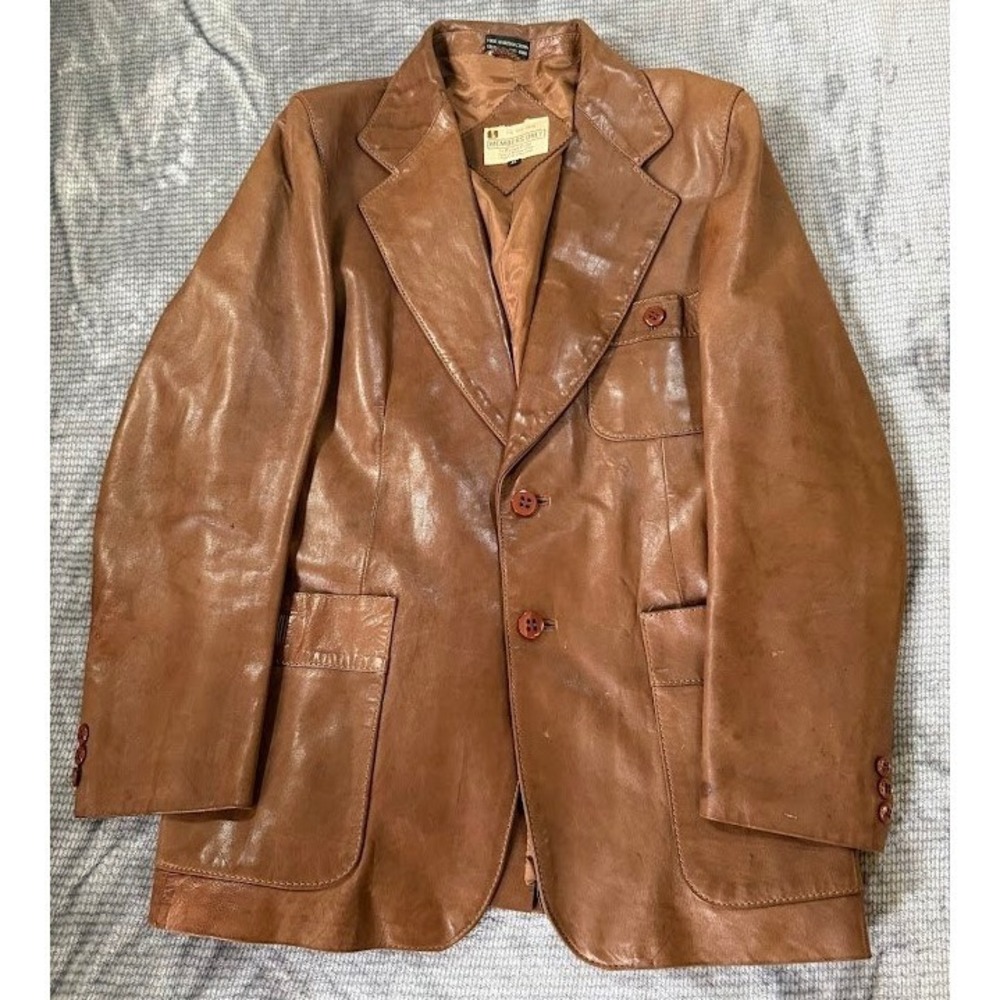 Vintage Members Only Brown Leather Blazer Jacket Mens 44 Europe‎ Craft 70s Retro